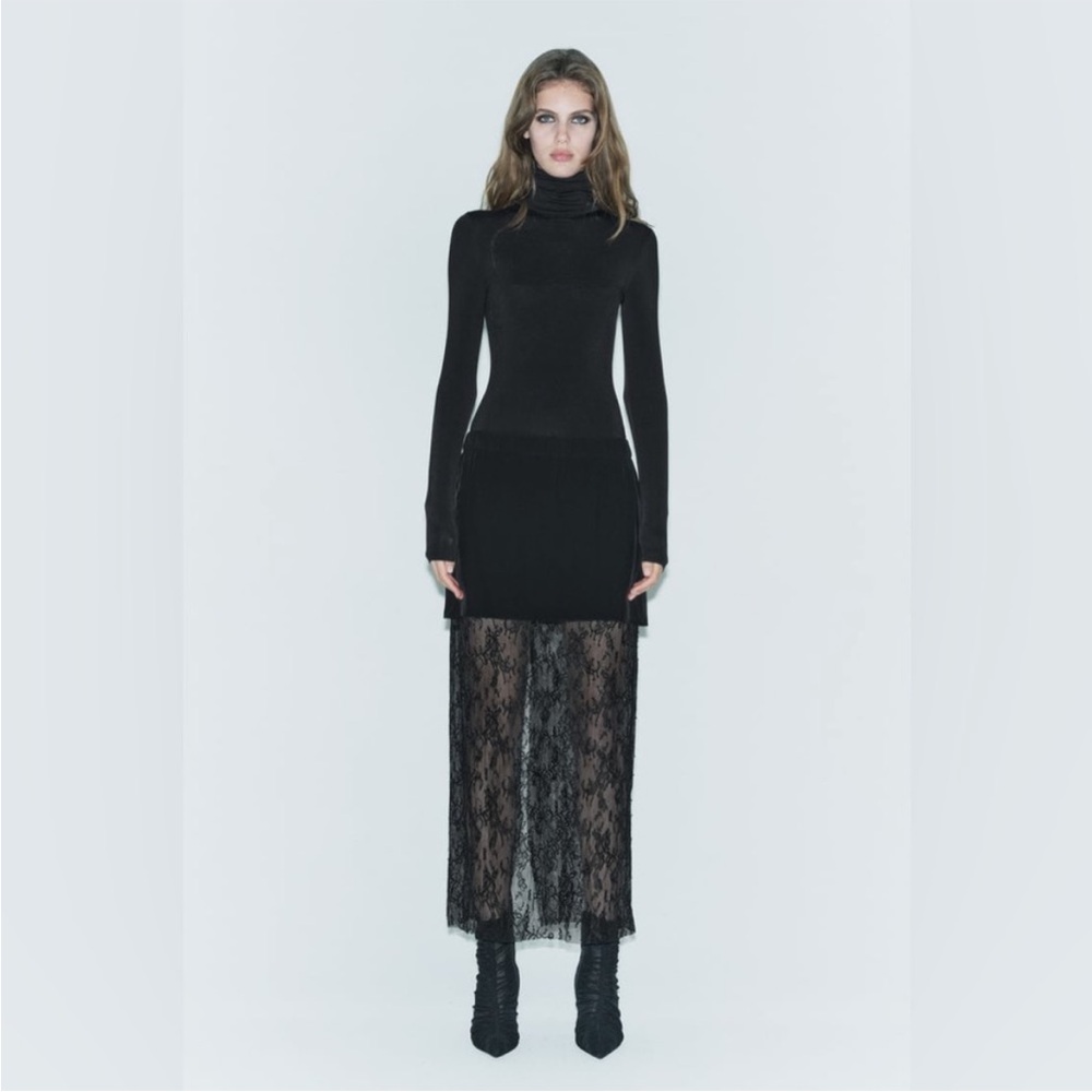 Zara Black Lace Maxi Skirt
